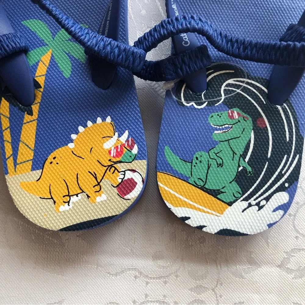 Cat & Jack Toddlers Boys Size XL (11/12) Navy Blue Flip Flops Shoes NWT Sandals